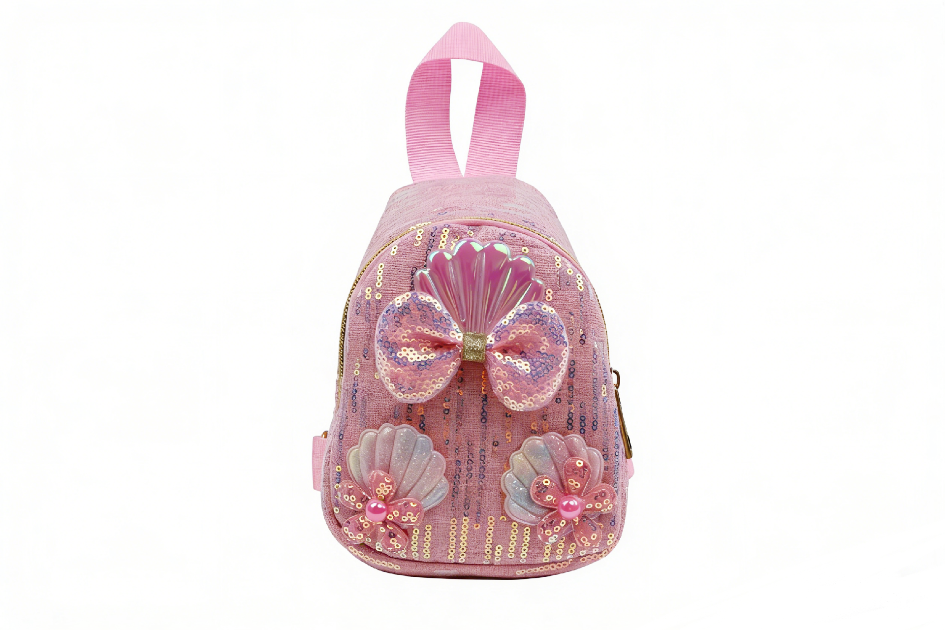 Girls Mermaid Shell Iridescent Sequin Chest Bag, Pearl Bow Princess Style Crossbody Pouch, Kids Trav